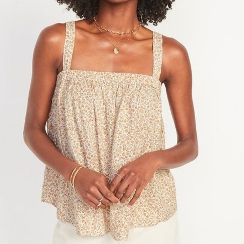 Old Navy Brown and Cream Tie Back  Top